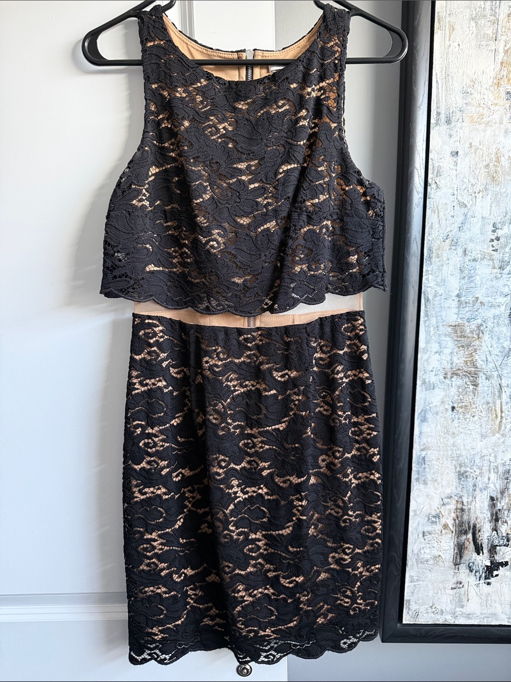 Black Lace Dress with sheer midriff & Jude underlay